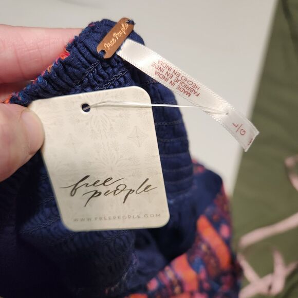 NWT free People Endless Afternoon Boho Mini Dress Balloon Sleeve  SZ L - Picture 16 of 16